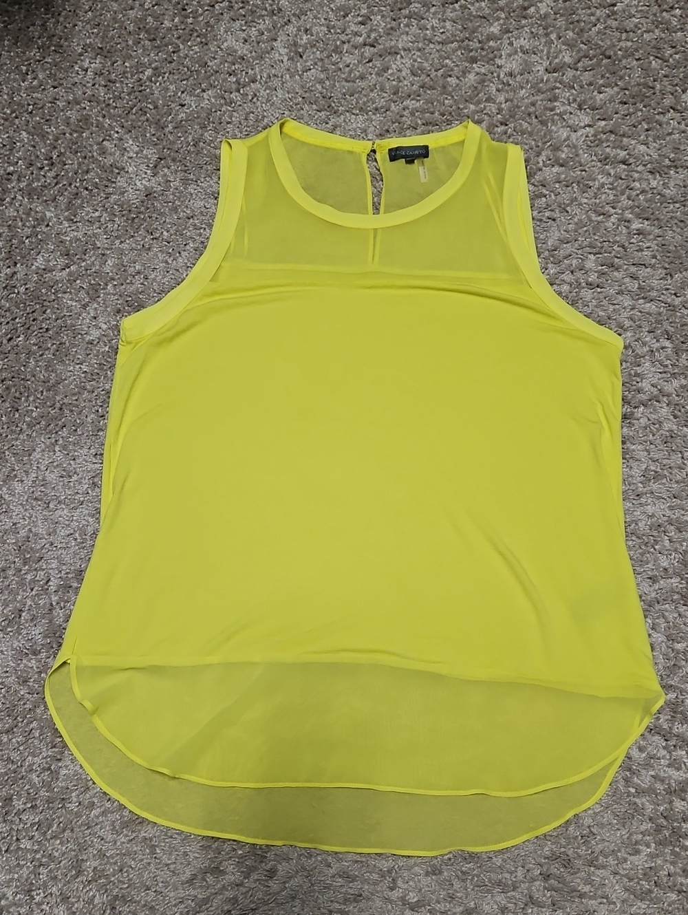 Vince Camuto Bright Yellow Sheer-Yoke Sleeveless Tank